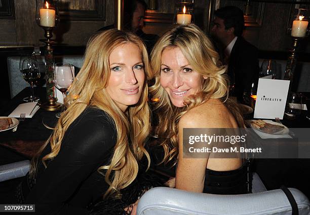 Laura Comfort and Melissa Odabash attend the Liberatum dinner hosted by Ella Krasner in honour of Sir V.S. Naipaul at The Landau in The Langham Hotel...