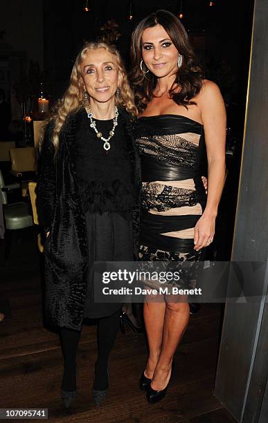 Franca Sozzani and Ella Krasner attend the Liberatum dinner hosted by Ella Krasner in honour of Sir V.S. Naipaul at The Landau in The Langham Hotel...