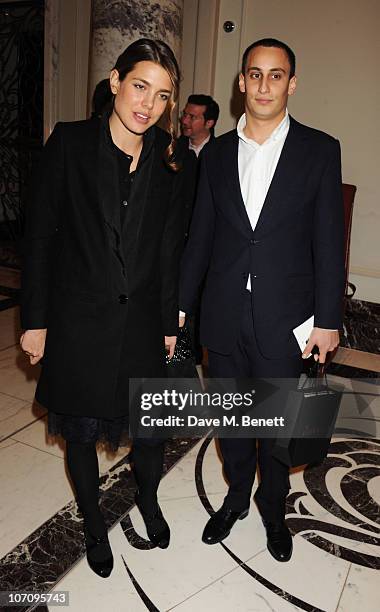 Charlotte Casigarhi and Alex Dellal attend the Liberatum dinner hosted by Ella Krasner in honour of Sir V.S. Naipaul at The Landau in The Langham...