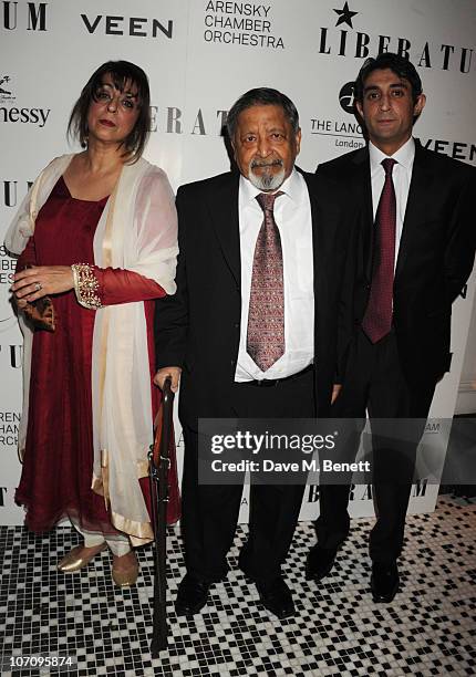 Nadira Naipaul, Sir V.S. Naipaul and Nadir Naipaul attend the Liberatum dinner hosted by Ella Krasner and Pablo Ganguli in honour of Sir V.S. Naipaul...