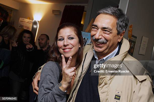 Michela Andreozzi and Marino Bartoletti attend the "A Letto Dopo Il Carosello" theatre premiere at Teatro 7 on November 23, 2010 in Rome, Italy.