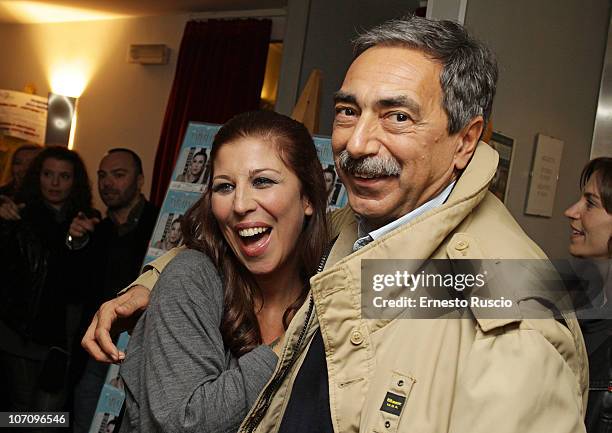 Michela Andreozzi and Marino Bartoletti attend the "A Letto Dopo Il Carosello" theatre premiere at Teatro 7 on November 23, 2010 in Rome, Italy.