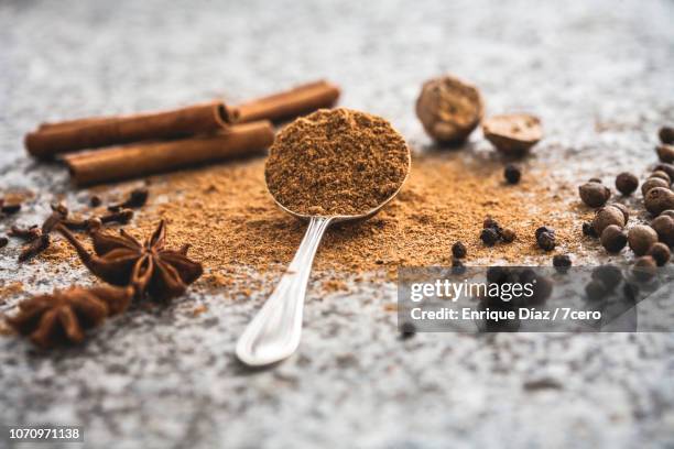 autumn pumpkin spice mix - pimenta da jamaica condimento imagens e fotografias de stock