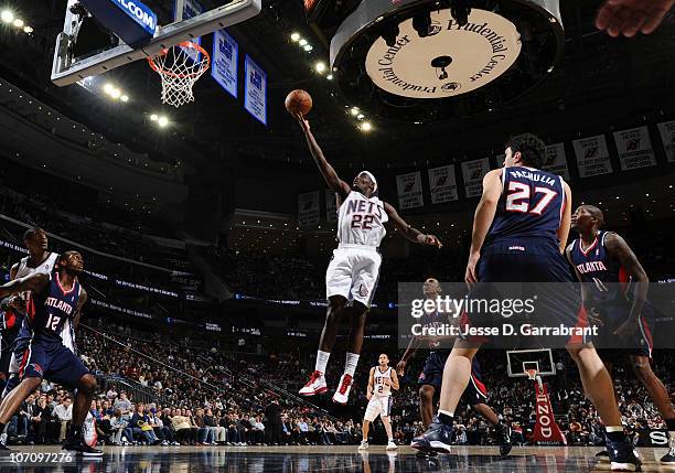 Anthony Morrow of the New Jersey Nets shoots against the Atlanta Hawks during the game on November 23, 2010 at the Prudential Center in Newark, New...