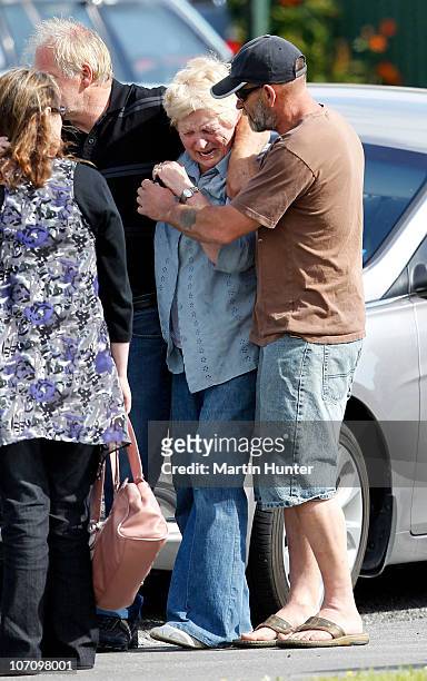 Grieving family members show their emotion after being told that a second explosion occured in the Pike River Coal Mine on November 24, 2010 in...