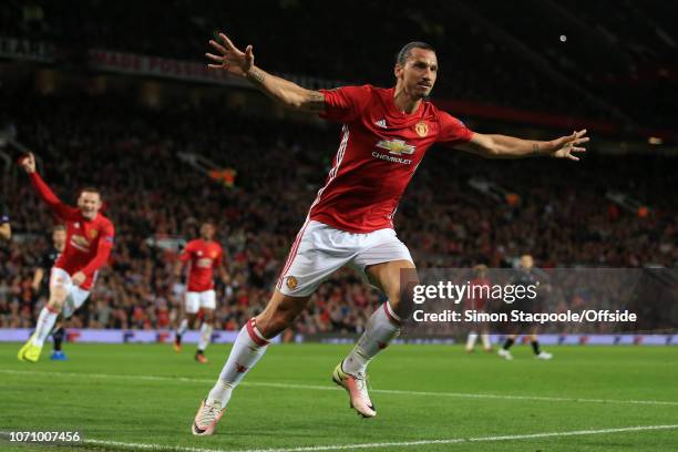 29th September 2016 - UEFA Europa League - Group A - Manchester United v FC Zorya Luhansk - Zlatan Ibrahimovic of Man Utd celebrates after scoring...