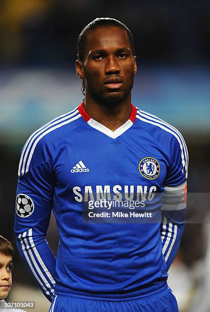 Didier Drogba of Chelsea looks on during the UEFA Champions League Group F match between Chelsea and MSK Zilina at Stamford Bridge on November 23,...