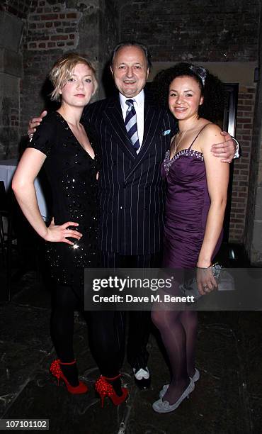 Robyn Addison and Peter Bowles with Carlyss Peer attend The Rivals opening night after party at The Crypt on November 23, 2010 in London,England.