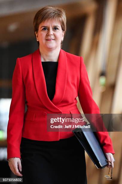 First Minister of Scotland Nicola Sturgeon arrives for minister's questions in the Scottish Parliament on November 22, 2018 in Edinburgh, Scotland