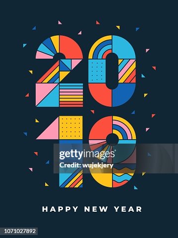 2019 Happy new year geometric typography 2019 Happy new year geometric typography