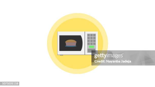 microwave oven flat icon - new kitchen stock illustrations