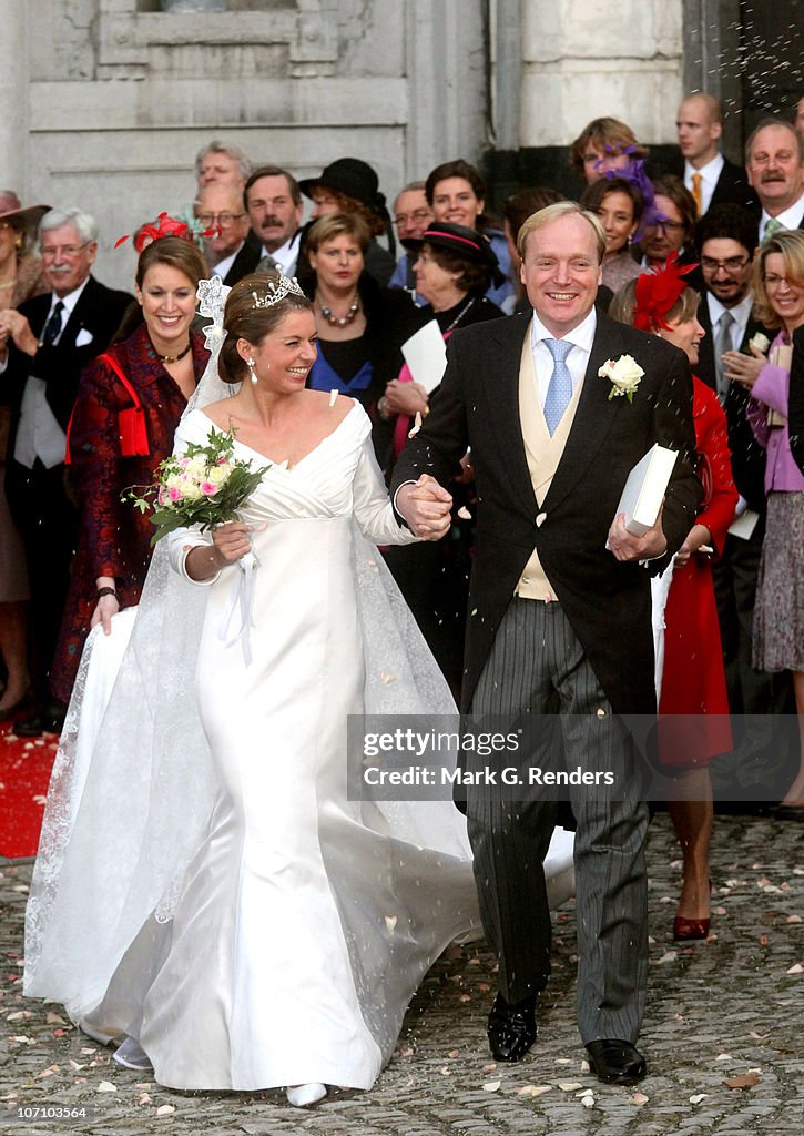 Royal Wedding of Prince Carlos de Bourbon de Parme and Princess Annemarie de Bourbon de Parme-Gualtherie van Weezel in Abbaye de la Cambre, Elsene