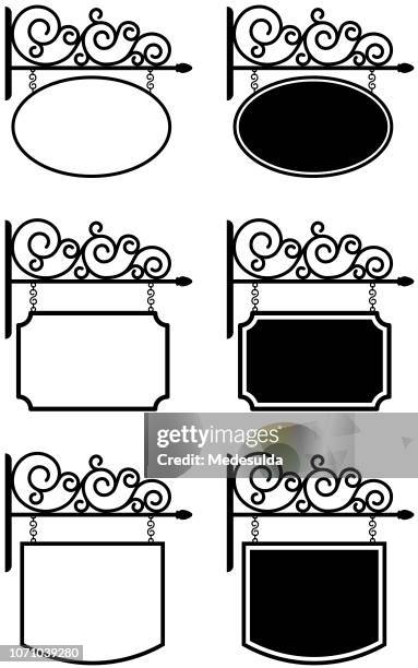 placard wrought iron vector - wrought iron stock illustrations