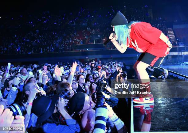 Billie Eilish performs onstage during KROQ Absolut Almost Acoustic Christmas 2018 at The Forum on December 9, 2018 in Inglewood, California.