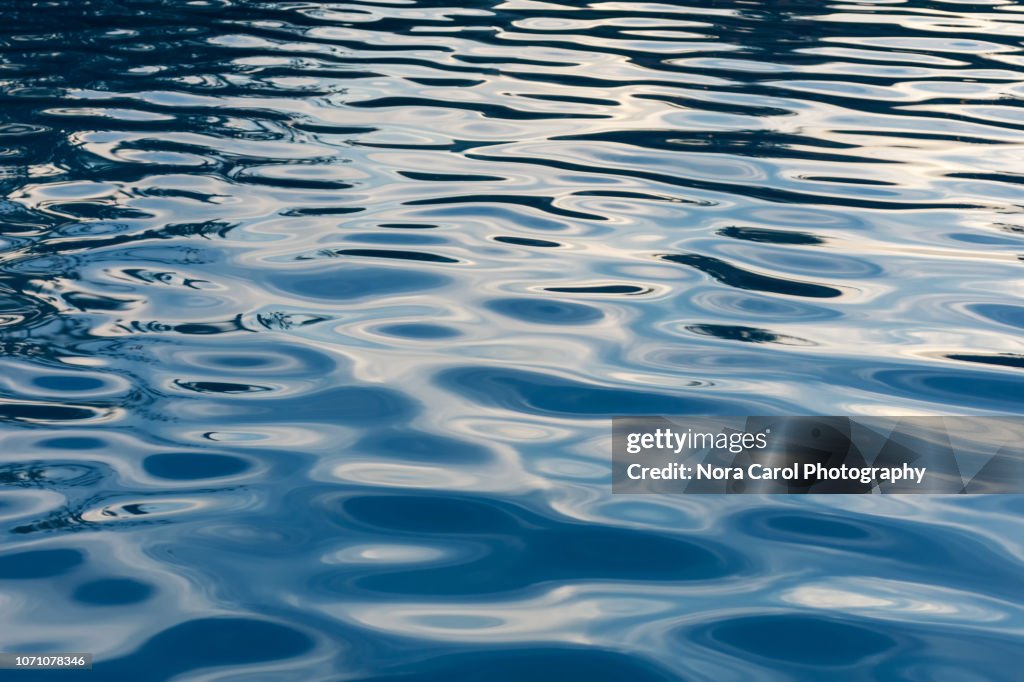 Overhead view of blue water surface abstract in a pool