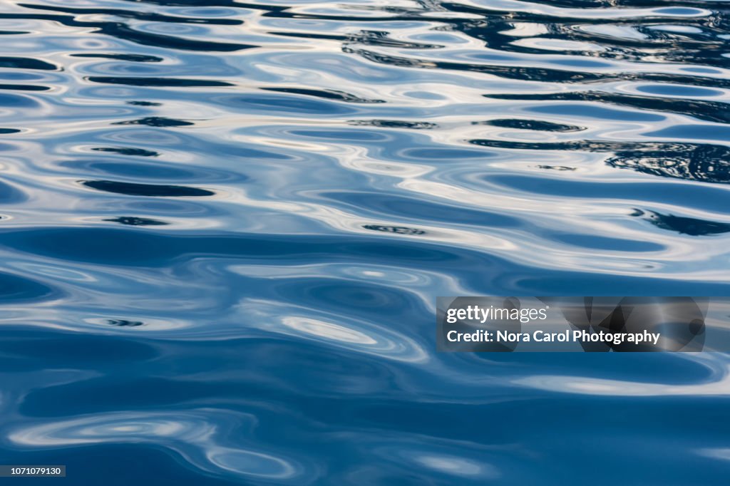 Overhead view of blue water surface abstract in a pool