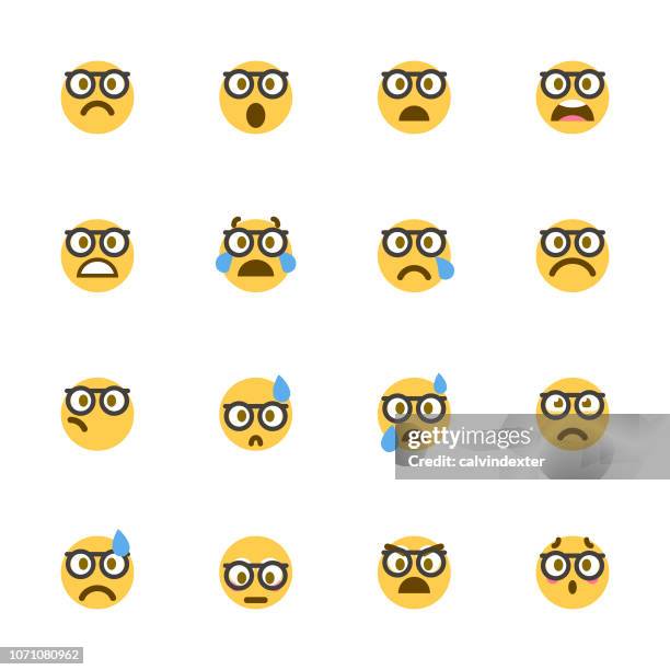 cute colorful emoticons set - technical issues stock illustrations