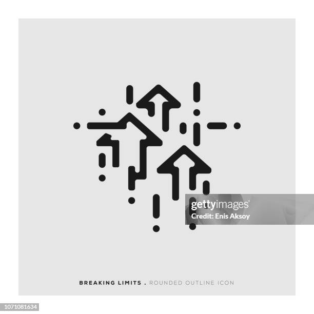 breaking limits rounded line icon - breaking stock illustrations