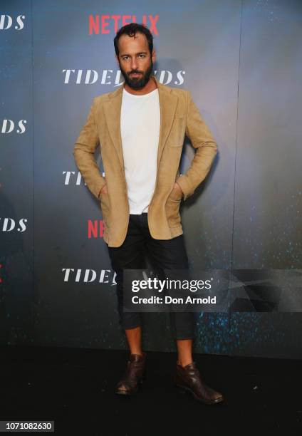 Alex Dimitriades attends the premiere of the first Australian Netflix original series Tidelands on December 10, 2018 in Sydney, Australia.