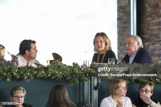 Amancio Ortega, Flora Perez and Sergio Alvarez attend CSI Casas Novas Horse Jumping Competition on December 8, 2018 in A Coruna, Spain.