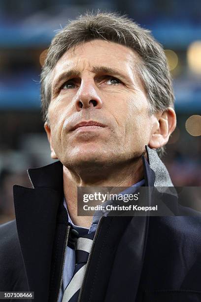 Head coach Claude Puel of Lyon looks on during the UEFA Champions League group B match between FC Schalke 04 and Olympique Lyonnais at Veltins Arena...