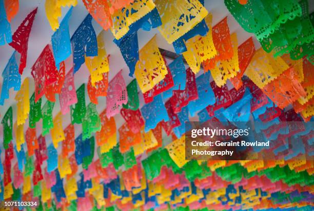 colourful flags at the day of the dead, mexico city - latin america food stock pictures, royalty-free photos & images