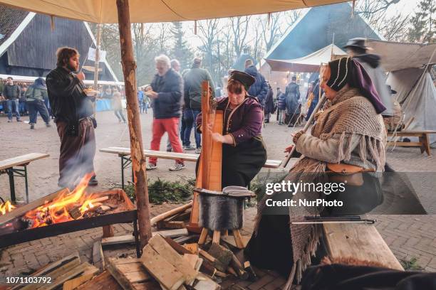 Figurantes take part at Kerstmarkt Dragonheart Festival in Enschede, the Netherlands, Sunday December 9th 2018. Kerstmarkt Dragonheart is an annual...