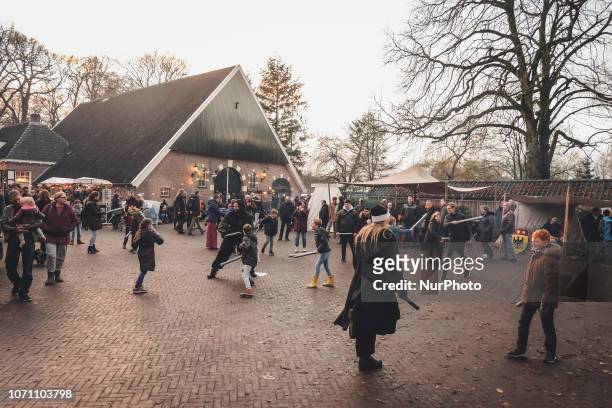 Figurantes take part at Kerstmarkt Dragonheart Festival in Enschede, the Netherlands, Sunday December 9th 2018. Kerstmarkt Dragonheart is an annual...