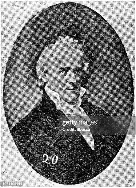 antique portraits of important people - president of the united states: james buchanan - james buchanan stock illustrations