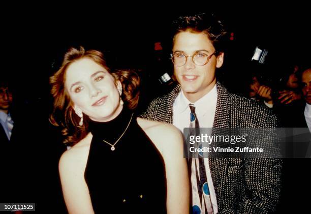 Actors Rob Lowe and Melissa Gilbert attend an event in October 1987 in Los Angeles, California.