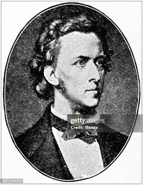 antique portraits of important people - composers: fryderyk chopin - fryderyk chopin stock illustrations