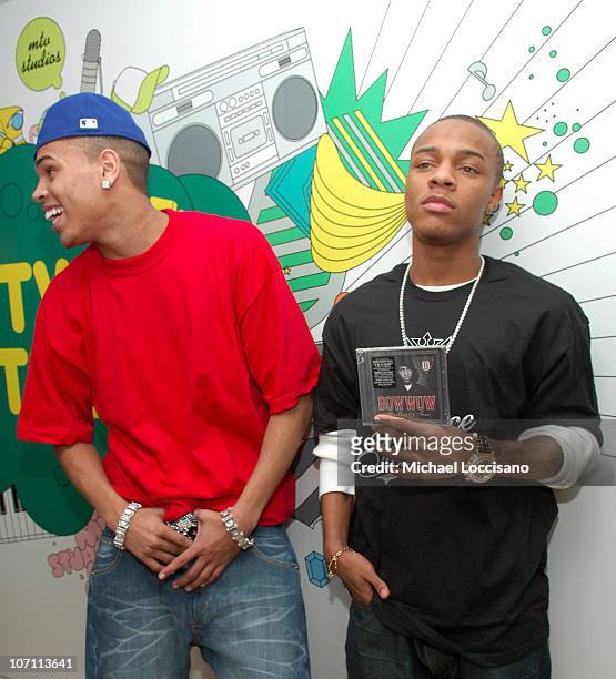Chris Brown and Bow Wow during Beyonce, Chris Brown, Bow Wow and Fall Out Boy Visit MTV's "TRL" - December 19, 2006 at MTV Studios - Times Square in...