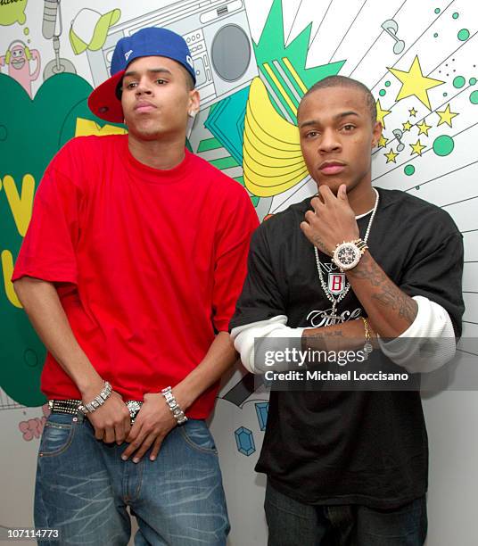 Chris Brown and Bow Wow during Beyonce, Chris Brown, Bow Wow and Fall Out Boy Visit MTV's "TRL" - December 19, 2006 at MTV Studios - Times Square in...