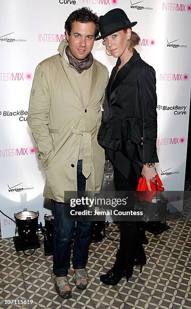 Christian LaLiberte and Annabelle Dartanian attend Intermix's 15th anniversary party hosted by BlackBerry Pink Curve at the Bowery Hotel on September...