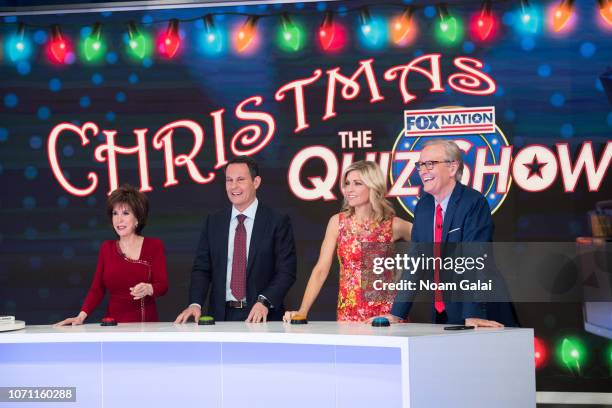 Deana Martin visits "FOX & Friends" with Brian Kilmeade, Ainsley Earhardt and Steve Doocy at FOX Studios on December 10, 2018 in New York City.