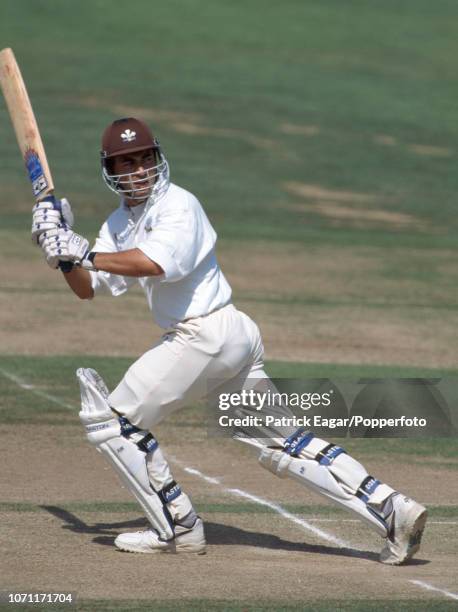 Adam Hollioake of Surrey batting during his innings of 182 in the Britannic Assurance County Championship match between Middlesex and Surrey at...