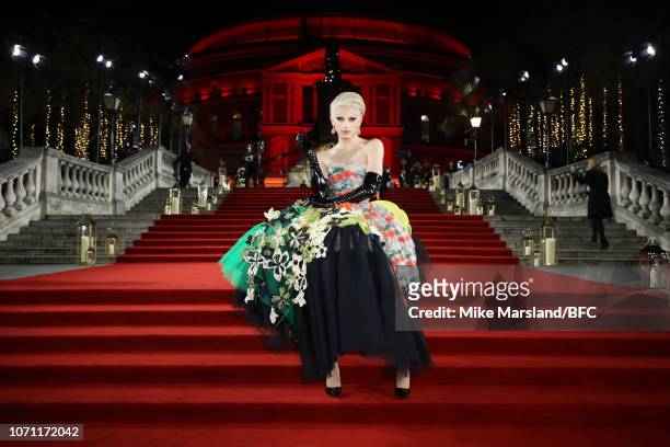 Aquaria arrives at The Fashion Awards 2018 In Partnership With Swarovski at Royal Albert Hall on December 10, 2018 in London, England.