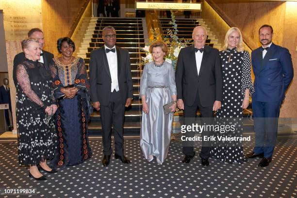 Berit Reiss-Andersen, Olav Njoelstad, Madeleine Kaboyi Mukwege, Peace Prize winner Dr. Denis Mukwege, Queen Sonja, King Harald, Crown Princess...