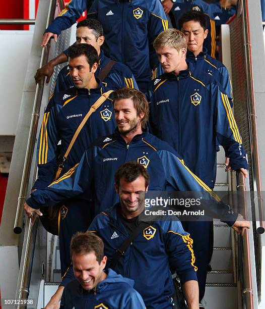 David Beckham arrives at Sydney International Airport on November 25, 2010 in Sydney, Australia.