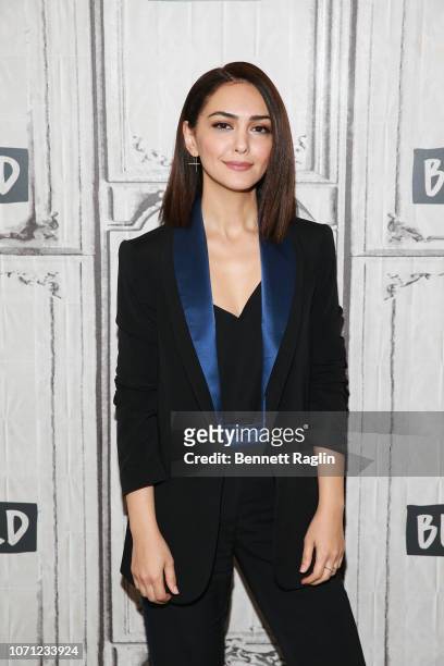 Actress Nazanin Boniadi visits Build to promote the TV series "Counterpart" at Build Studio on December 10, 2018 in New York City.