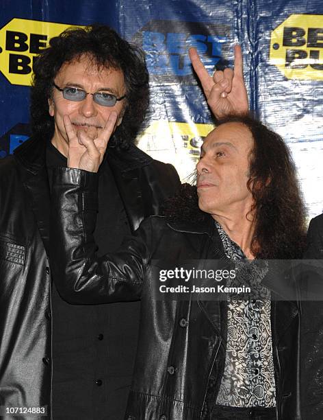 Tony Iommi and Ronnie James Dio during Black Sabbath In-Store Appearance For "Heaven and Hell: The Dio Years" - April 3, 2007 at Best Buy - 5th...