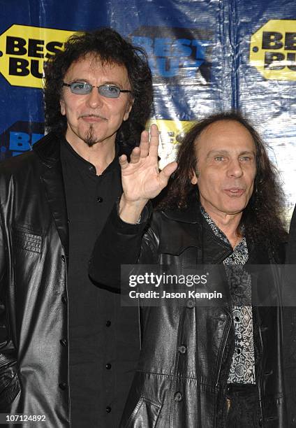 Tony Iommi and Ronnie James Dio during Black Sabbath In-Store Appearance For "Heaven and Hell: The Dio Years" - April 3, 2007 at Best Buy - 5th...