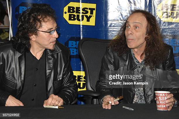 Tony Iommi and Ronnie James Dio during Black Sabbath In-Store Appearance For "Heaven and Hell: The Dio Years" - April 3, 2007 at Best Buy - 5th...
