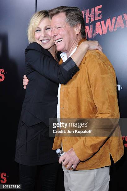 Actress Tatum O'Neal and dad actor Ryan O'Neal arrive at the Los Angeles Premiere "The Runaways" at the ArcLight Cinemas Cinerama Dome on March 11,...