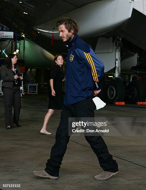 David Beckham arrives at Sydney International Airport on November 25, 2010 in Sydney, Australia.