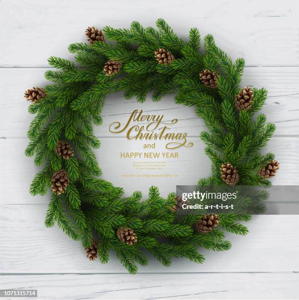 weihnachten hintergrund mit tanne - pine wood material stock-grafiken, -clipart, -cartoons und -symbole