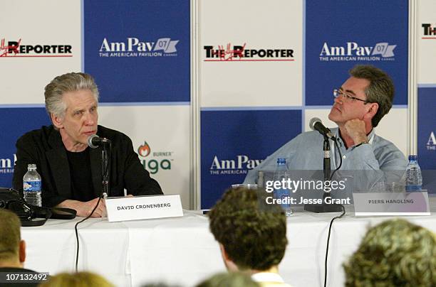 David Cronenberg and Piers Handling during 2007 Cannes Film Festival - Conversation with David Cronenberg at thre American Pavilion at American...