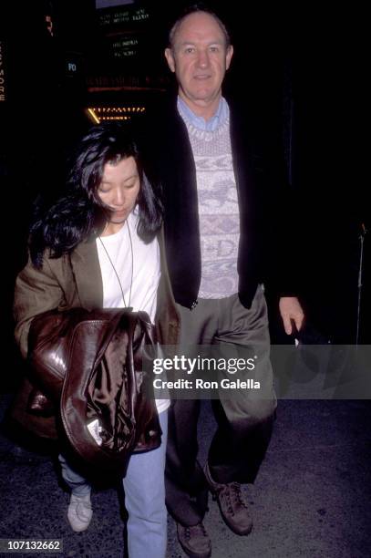 Gene Hackman and Betsy Arakawa during Gene Hackman Sighting at Play Performance of "Death and the Maiden" on February 23, 1992 at Brooks Atkinson...