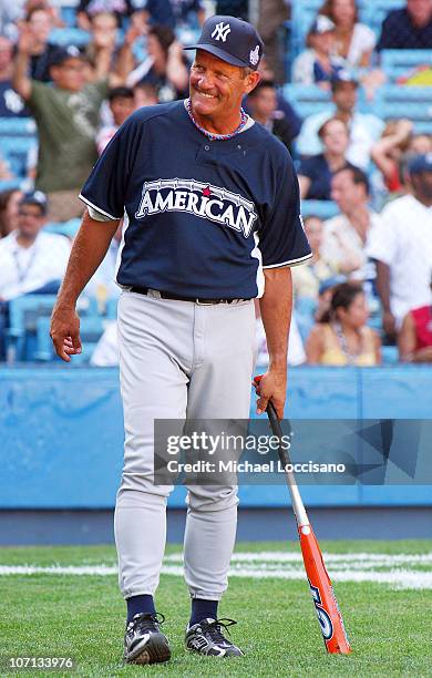 George Brett looks on during the 2008 MLB All-Star Week Taco Bell All-Star Legends & Celebrity Softball Game at Yankee Stadium on July 13, 2008 in...