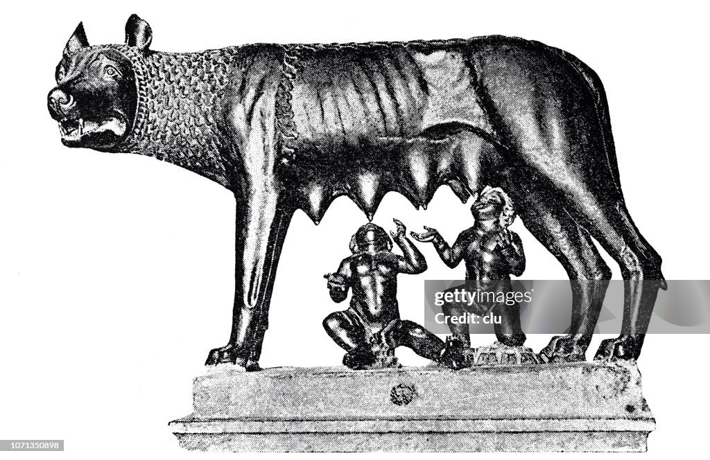 Romulus Rom Statue Wolf Fütterung Romulus Und Remus Die Gründer Des Antiken Roms ...